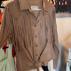 Idyllwind Brown Fringe Button Down Shirt